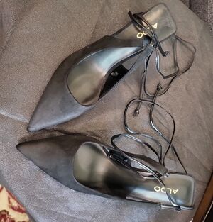 Aldo Black Pointed Lace-Up Heels